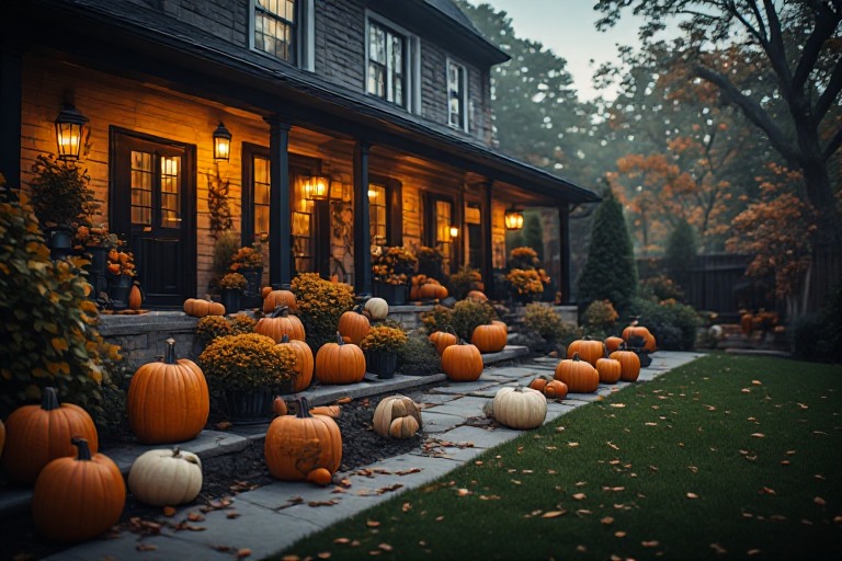 Halloween yard decorations and fall outdoor styling