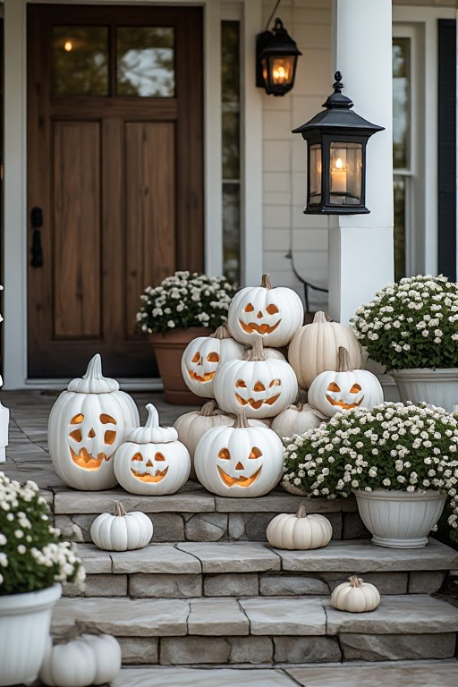 Autumn porch decorating inspiration, close-up portrait composition