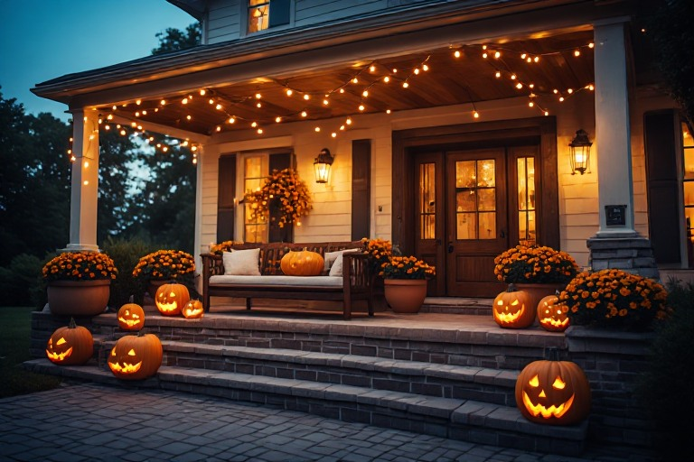 Halloween front porch editorial lighting photograph