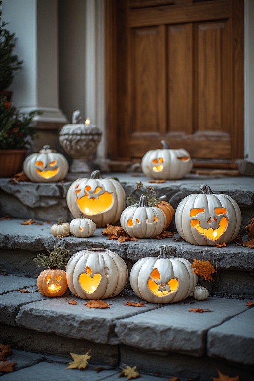 Autumn entryway styling inspiration with seasonal decorations