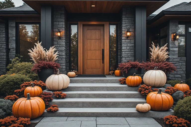 Editorial autumn front porch and doorway decorating inspiration